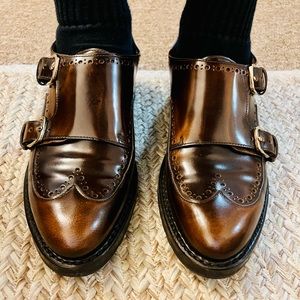 Mr. York Monk-strap shoes size 38 or size 8 USA in Mahogany Brown leather